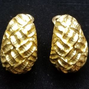 Tiffany & Co 18KT Gold Huggie Clip On Earrings